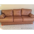 Brown Leather 3 Seat Reception Room Sofa